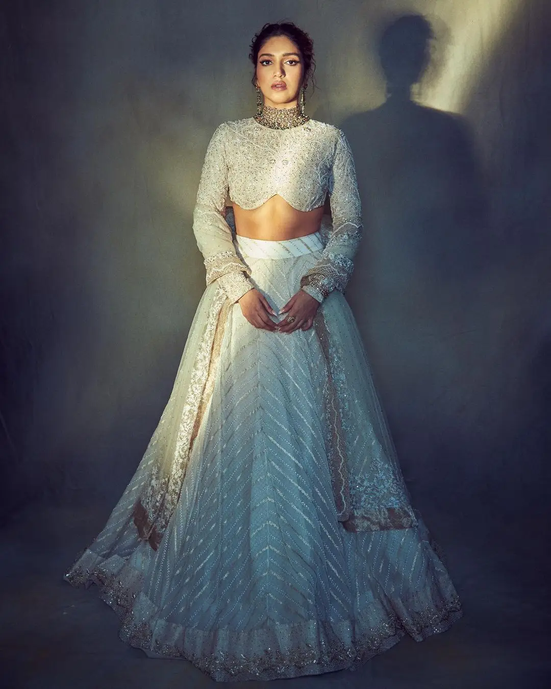 Indian Actress Bhumi Pednekar Photoshoot in White Lehenga Choli